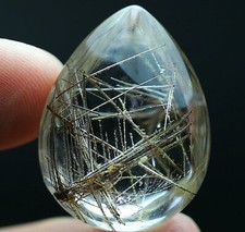 53.5Ct 100 Natural Clear Silver Rutile Crystal Quartz Pendant Polished