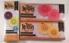 Party Mixers Round Paper Rosettes Decorations Assorted Colors Sizes Lot 3 Packs