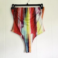 Fashion Nova Colorful Strapless Bodysuit One Piece Women's Large