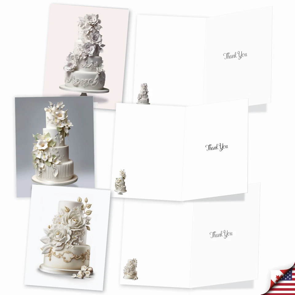 20 tarjetas de agradecimiento de boda Asst'd con sobres (2 de cada uno) pasteles de matrimonio Foto 4 de 4