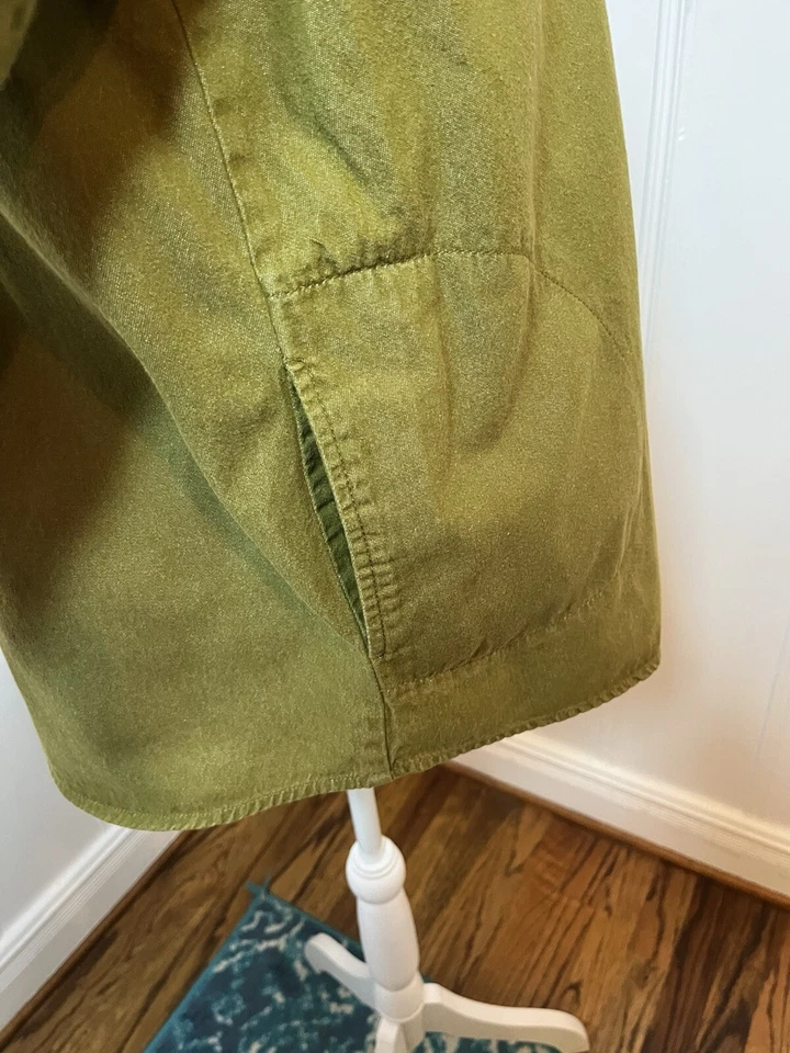 Joan Rivers Olive Green Chambray Cotton Button Up Jacket Shacket Blazer Size M - Image 4 of 4