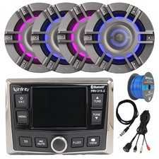 Marine Weatherband Radio, 4x 8" 500w Led Speakers, Usb Adapter, Antenna , Wire