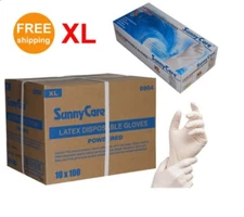 Sunnycare #6904 Latex Disposable Gloves Powdered-SizeX-large100pcs/box ;10Box