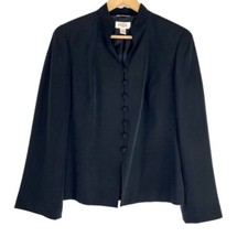 Size 6 Talbots Black Silk Blazer Button Front