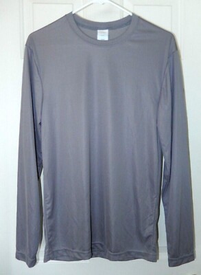 HANES Cool Dri UPF 50+ Long Sleeve Tee Shirt-S, gray Lightweight Silky! 