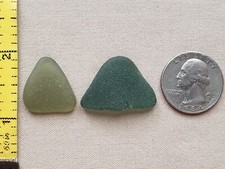 PURE GENUINE BEACH SEA GLASS SURF TUMBLED OLIVE GREEN OCEAN FROSTED PENDANTS V1