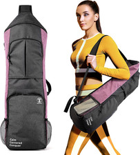 Yoga Mat Bag Carrier - Large Pockets  Water Bottle Holders. Yoga Backpack Fits