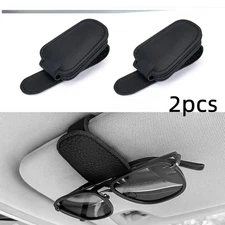 2x Magnetic Leather Sunglasses Holder for Car Sun Visor Eyeglass Hanger Clip