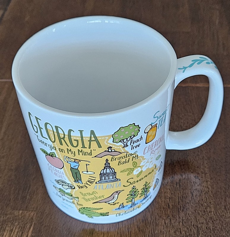 The Casual Chef 26 oz Georgia Coffee Mug Sweet Tea & Peaches EXC Cond Fast Ship