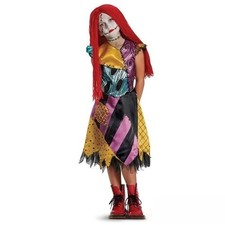 Sally Costume Dress Girls Halloween Patchwork Dress Up 5pc Wig Set 100cm / 39in
