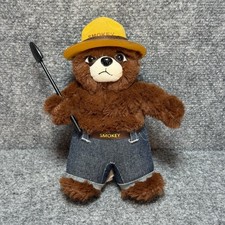 Smokey The Bear Y2K 2005 Brown Bear 8" Tall Soft Plush Stuffed Animal w/ Shovel