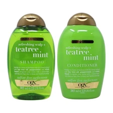 OGX Extra Strength Refreshing Scalp+ Shampoo&Conditioner Set, Teatree Mint, 13oz