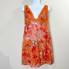 victoria's secret  orange lace animal print lingerie babydoll sz L