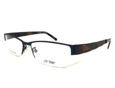 J.F. Rey Eyeglasses Frames JF2463 2092 Blue Wood Ebony Half Rim 58-17-138