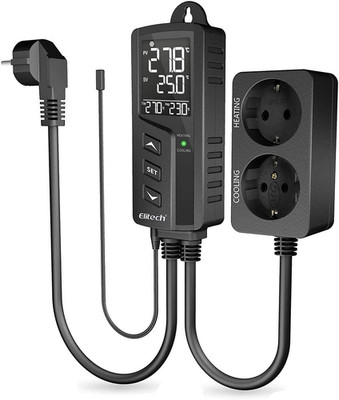 Elitech Digitaler Temperaturregler, Doppelrelais, 220 V, Mit Sensor, Wifi Versio