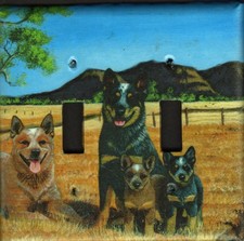 Australian Cattle Dog double toggle light switch plate, made in USA