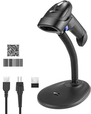 Wireless 1D 2D Barcode Scanner with Stand, Portable Automatic QR Code Scanner...