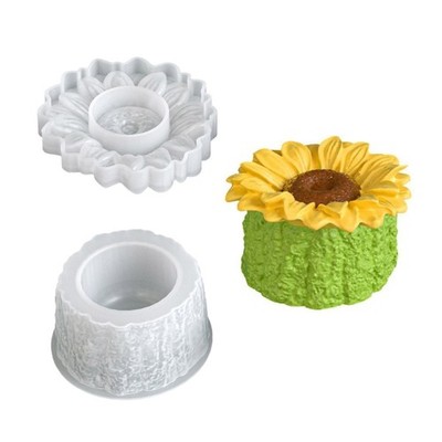 Reusable Crafting Mold Sunflower Shape Succulent Planter Moulds Silicone Texture