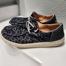 HEY DUDE WOMEN'S WENDY SHOES LEOPARD/GRAY SZ 8