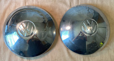 2 Vintage Early Vw Beetle Bus Dog Dish Hubcaps 1 Pair 10 1965 And Older