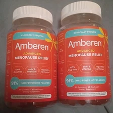 Lot Of 2 Amberen Advanced Menopause 24 Hr Relief, Citrus Zest (60 Gummies Each) 