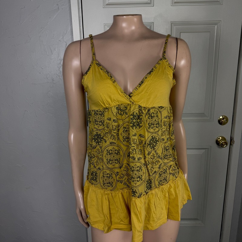 Vintage Y2K Weavers Women's Shirt XL Tank top Cotton Boho Floral Babydoll D4-29