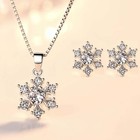 925 Sterling Silver Snowflake Stud Earring Pendant Necklace Women Jewellery Xmas