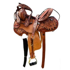 Leather Western Barrel Racing Handmade Horse Saddle Tooled Trail Tack Equestrian