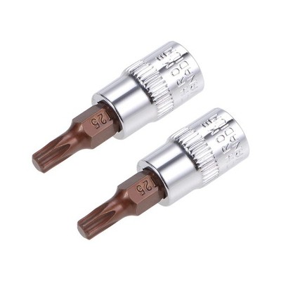 uxcell 2pcs 1/4'' Drive x T25 Torx Bit Socket, S2 Steel Bits CR-V Sockets 