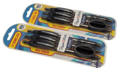 2 PACKS 6 PENS PAPER MATE  BALLPOINT PEN Profile 1.4MM BOLD POINT BLACK INK