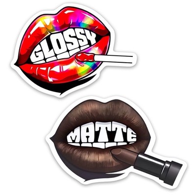 Retro Pop Art Lips Sticker 2 Pack Glossy Matte Art Deco Decals