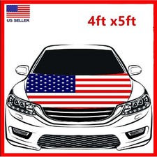 American Flag Car Hood Cover Universal Size Elastic Polyester Patriot Usa 4x5 Ft