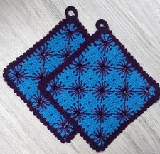 1 Paar gehäkelte Topflappen 21 x 23 cm Handa...