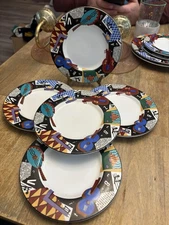 SAKURA COMPOSITION #5 Bread Plates 6 3/8" set of 5 Musical Instrument Design VTG