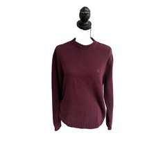 Vintage 90s Chaps 100 Cotton Crewneck Sweater Men  s M Women  s L Maroon Knit