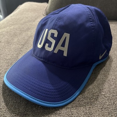 Nike Dri-Fit AeroBill Team Featherlight Blue USA Adjustable Running Hat