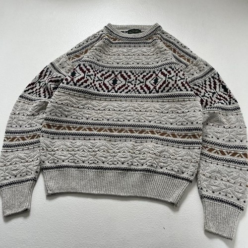 Vintage Cream Chunky-Knit Jumper Mens Size L Heavyweight Van Heusen Sweater 90s - Picture 2 of 8