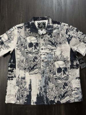 Rebel Vengeance Multi Skull Tapestry Heavyweight Short Sleeve