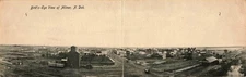 1910 NORTH DAKOTA PHOTO DOUBLE POSTCARD: AERIAL VIEW OF MILNOR, ND