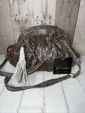 B. Makowski Snake Metallic Embossed Leather S...
