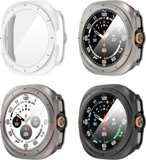 4-Pack for Samsung Galaxy Watch 7/8 Ultra 47Mm 2024/2025 Case, HD Tempered Gla