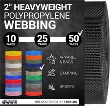 Heavyweight Polypropylene Webbing - Heavy Duty Poly Strapping for Outdoor DIY...