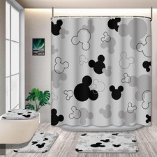 Bathroom set or Shower Curtain Set for Fan, Black and Gray-gift for Fan