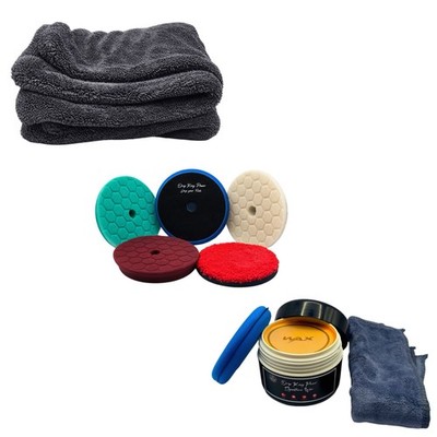 Auto Pflege Set   Carnaubawachs Polierpads Trockentuch 1400 GSM Mikrofaser DKP