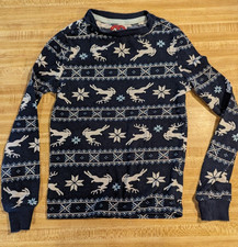 Holiday Time Baby Unisex Size 6 Cotton Blend Navy Blue Reindeer Pajama Shirt