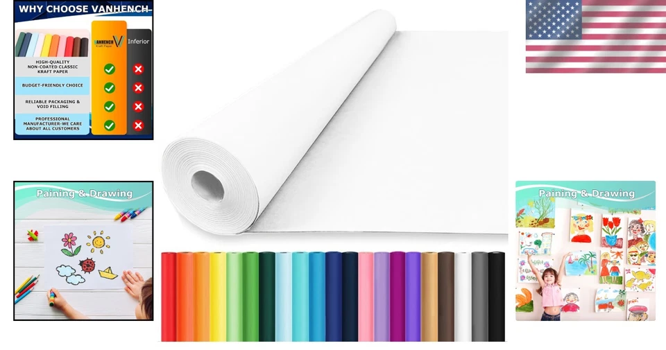 36" x 2400" White Kraft Paper Roll - Eco-Friendly Wrapping & Craft Supplies - Image 2 of 4