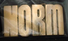 SA10163  NOS  VINTAGE 1970s/80s CUT-OUT NAME  NORM  SOLID BRASS BUCKLE