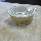 Vintage Pyrex Forest Fancies Mushrooms 472-B 750ml glass dish With Lid 470-c1