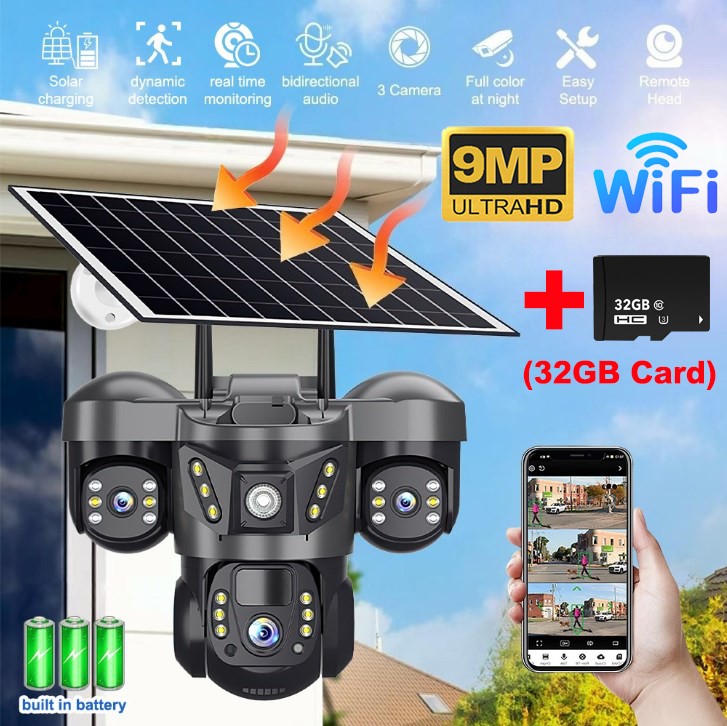 Upgraded Solar Battery Wireless WiFi Outdoor Pan/Tilt Home Security Camera 4K HD