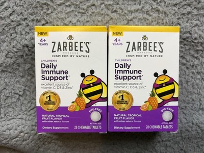 Zarbee's Children's Daily Immune Support Chewable Tablets 28ct Lot 2 Tropical